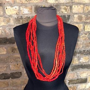 Gorgeous long red natural bead necklace